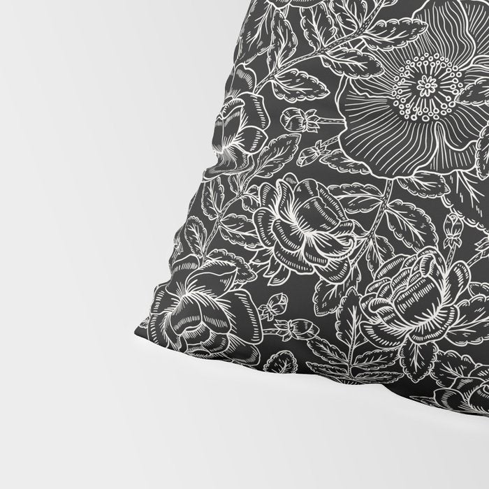 Gothic Rose in Black and White Pillow Sham Gallery Image 4
