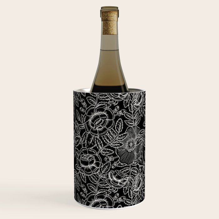 Gothic Rose in Black and White Wine Chiller Gallery Image 2