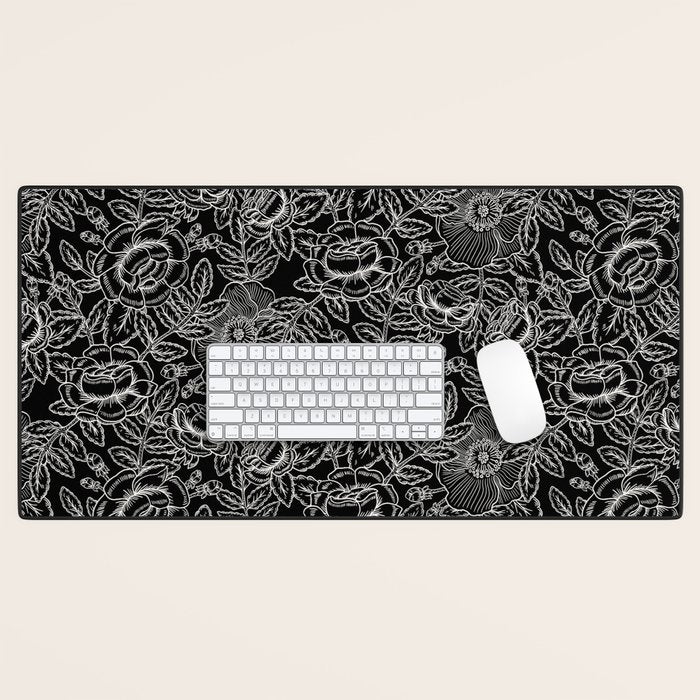 Gothic Rose in Black and White Desk Mat Gallery Image 1