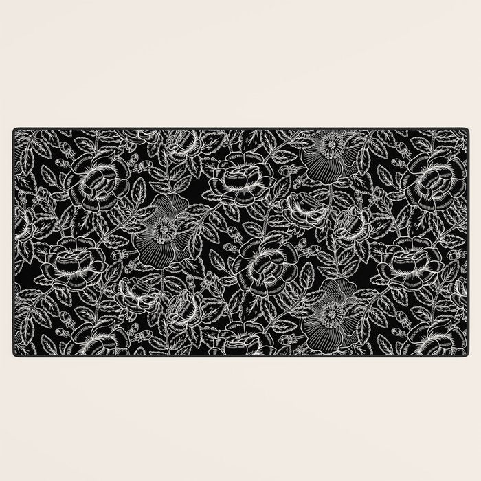 Gothic Rose in Black and White Desk Mat Gallery Image 3