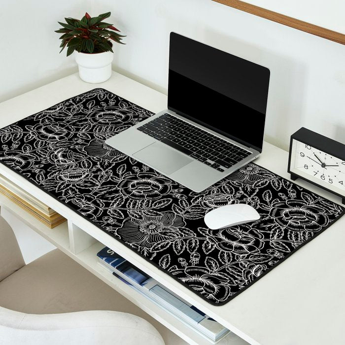 Gothic Rose in Black and White Desk Mat Gallery Image 2