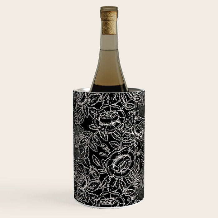 Gothic Rose in Black and White Wine Chiller Gallery Image 1