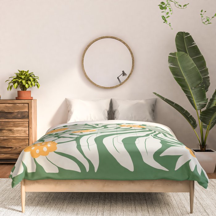 White Camellia & Fern Green Comforter Gallery Image 3