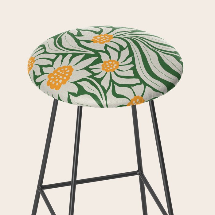 White Camellia & Fern Green Stool Gallery Image 2