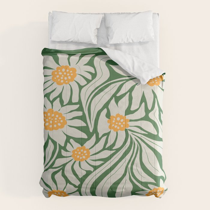 White Camellia & Fern Green Comforter Gallery Image 6
