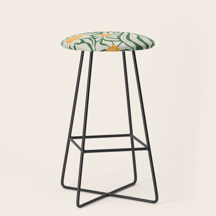 White Camellia & Fern Green Stool Gallery Image 1