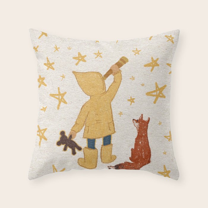 Starry Skies Fox and Explorer Throw Pillow Gallery Image 6