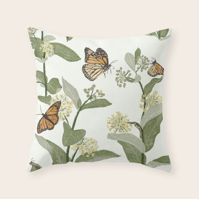 Monarch's Milkweeds Throw Pillow Gallery Image 6