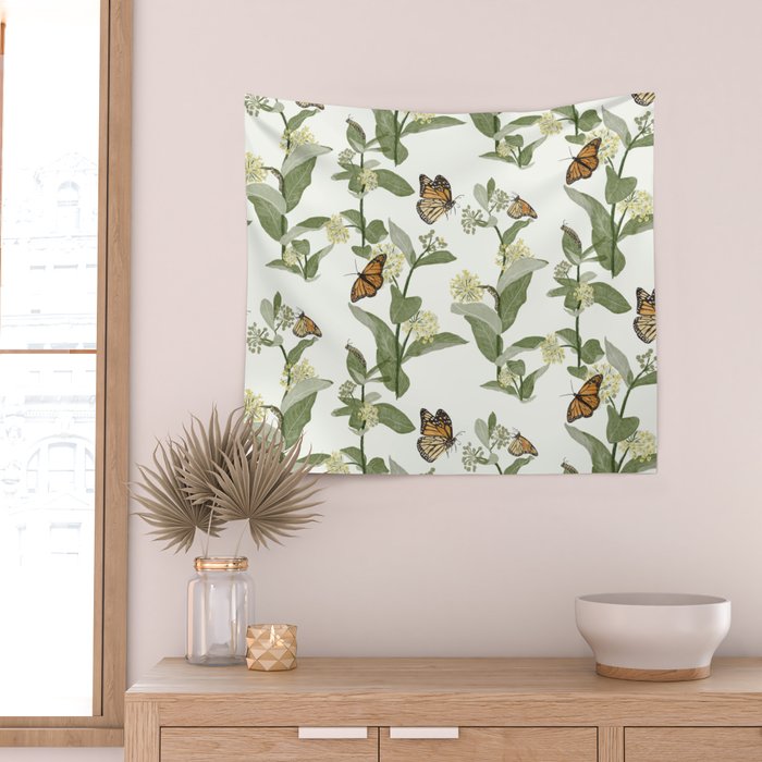 Monarch's Milkweeds Wall Tapestry Gallery Image 2