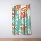 Coral and Aqua Coastal Print Window Curtain Gallery Image 3