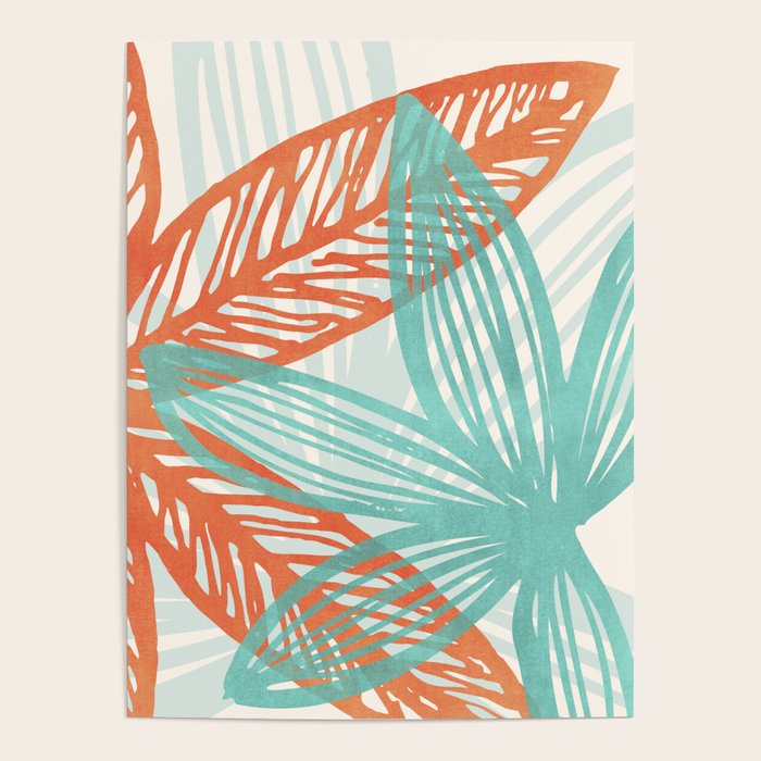 Coral and Aqua Coastal Print Poster Gallery Image 4