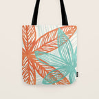Coral and Aqua Coastal Print Tote Bag Gallery Image 1