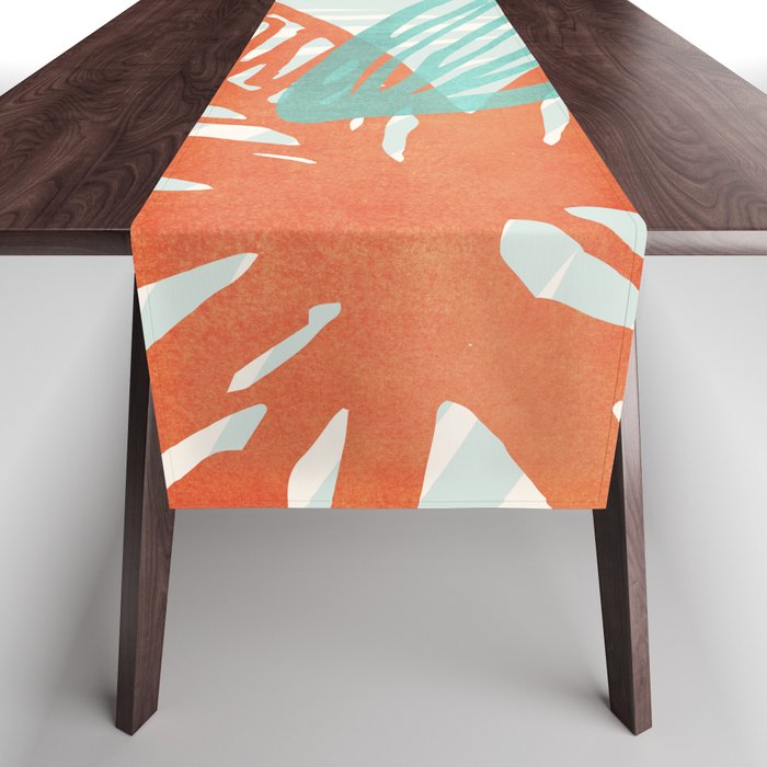 Coral and Aqua Coastal Print Table Runner Gallery Image 1