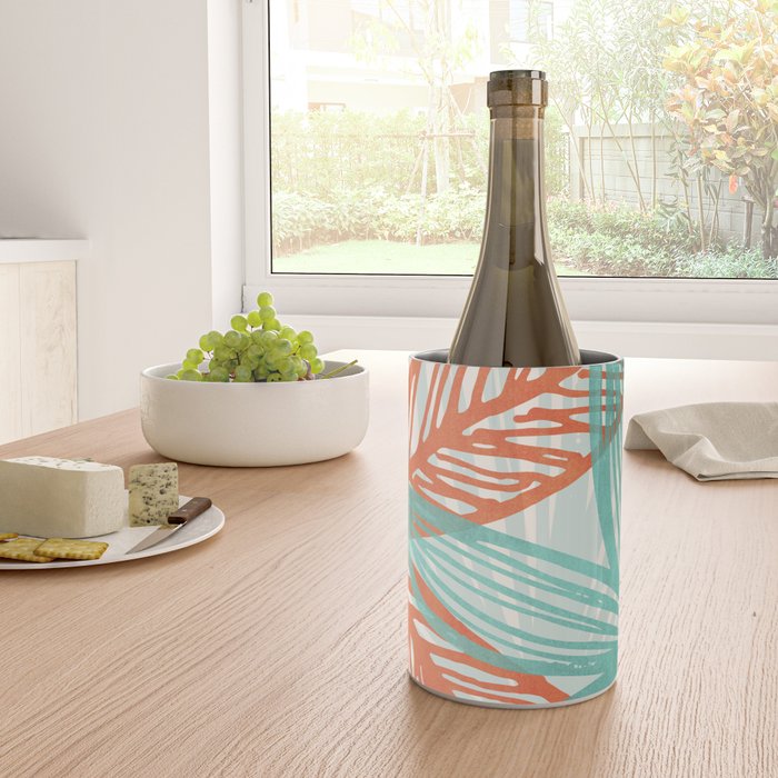 Coral and Aqua Coastal Print Wine Chiller Gallery Image 4