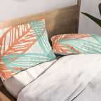 Coral and Aqua Coastal Print Pillow Sham Gallery Image 2