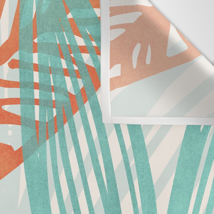 Coral and Aqua Coastal Print Wall Tapestry Gallery Image 3