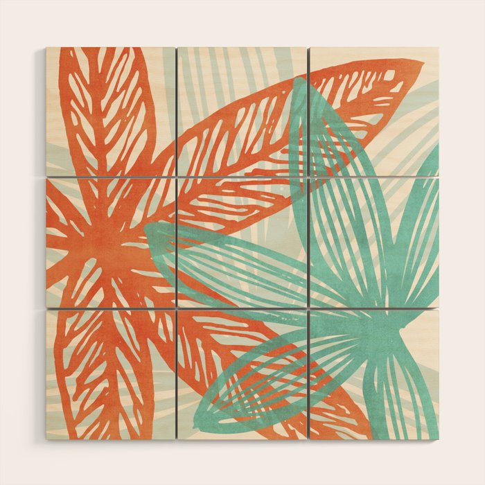 Coral and Aqua Coastal Print Wood Wall Art Gallery Image 1