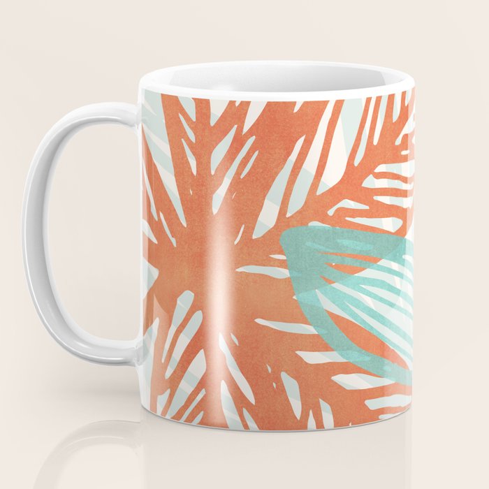 Coral and Aqua Coastal Print Coffee Mug Gallery Image 3