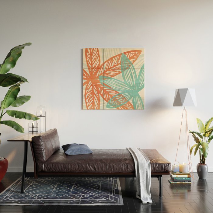 Coral and Aqua Coastal Print Wood Wall Art Gallery Image 2