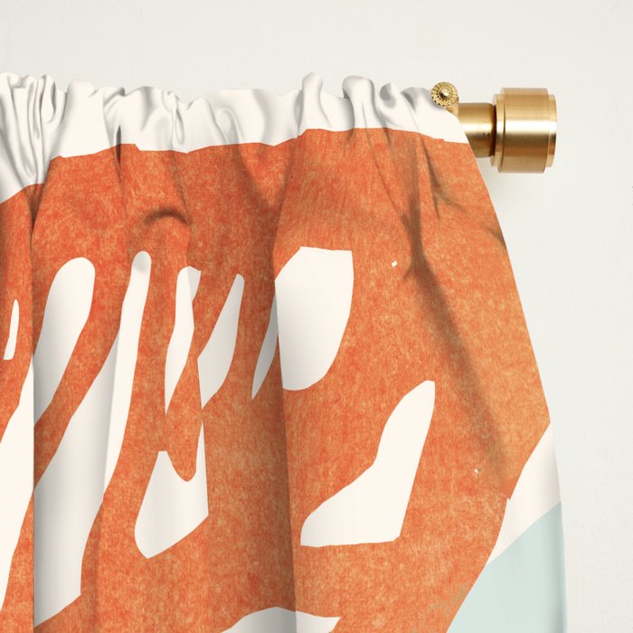 Coral and Aqua Coastal Print Window Curtain Gallery Image 2