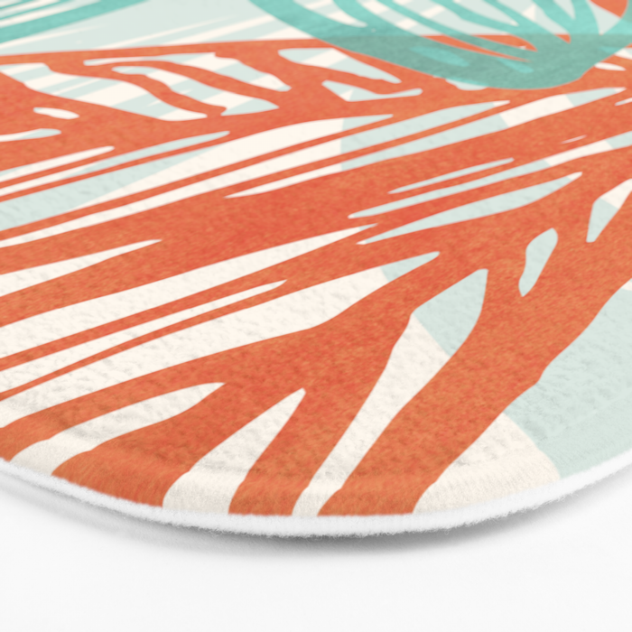 Coral and Aqua Coastal Print Bath Mat Gallery Image 3