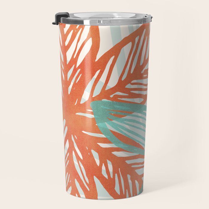 Coral and Aqua Coastal Print Travel Mug Gallery Image 3
