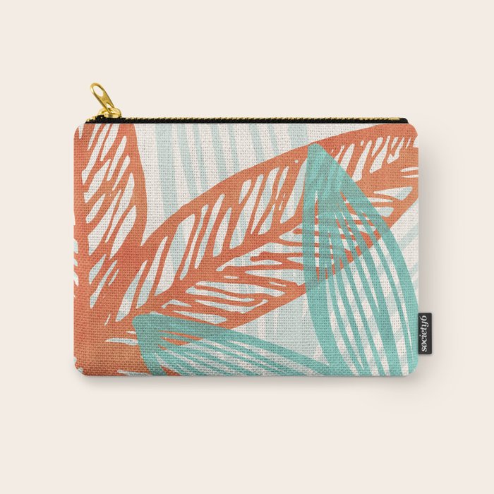 Coral and Aqua Coastal Print Carry All Pouch Gallery Image 1