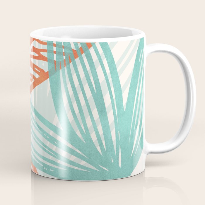Coral and Aqua Coastal Print Coffee Mug Gallery Image 1