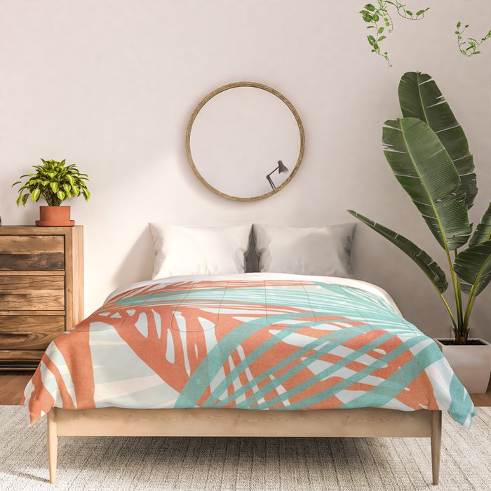 Coral and Aqua Coastal Print Comforter Gallery Image 3