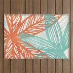 Coral and Aqua Coastal Print Outdoor Rug Gallery Image 1
