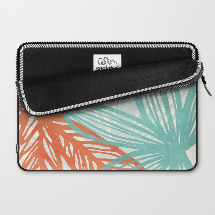 Coral and Aqua Coastal Print Laptop Sleeve Gallery Image 2