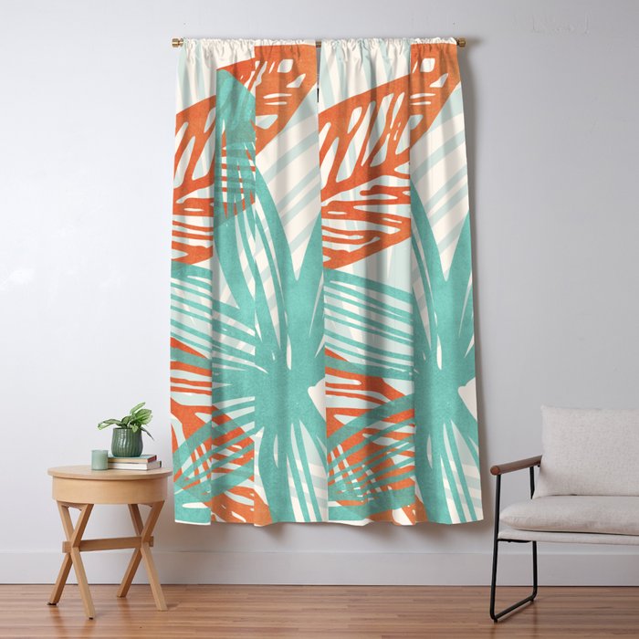 Coral and Aqua Coastal Print Window Curtain Gallery Image 5