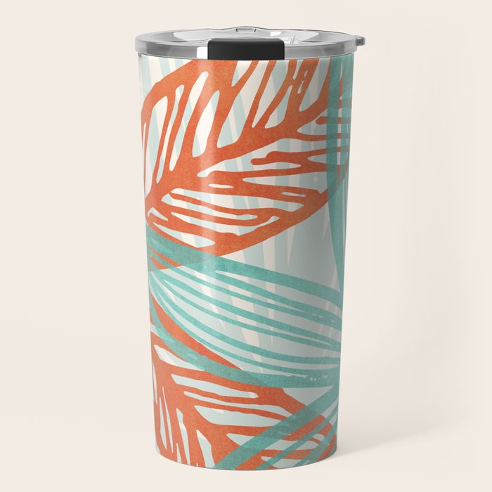 Coral and Aqua Coastal Print Travel Mug