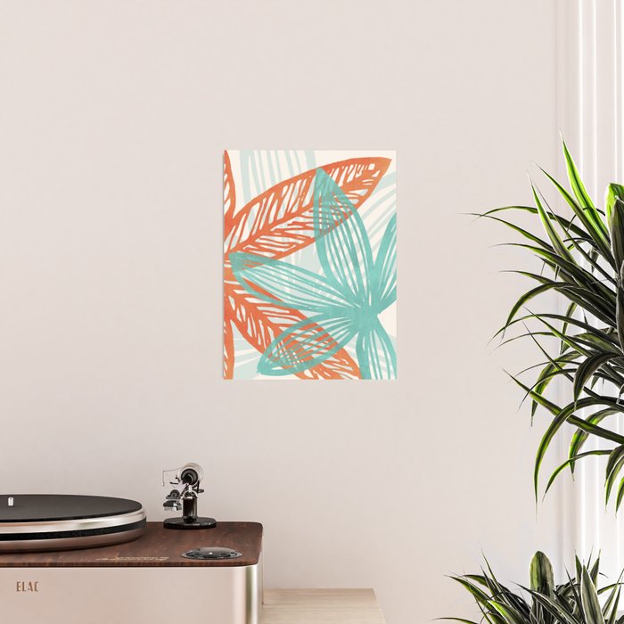 Coral and Aqua Coastal Print Poster Gallery Image 2