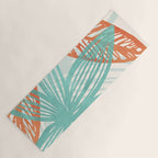Coral and Aqua Coastal Print Yoga Mat Gallery Image 1