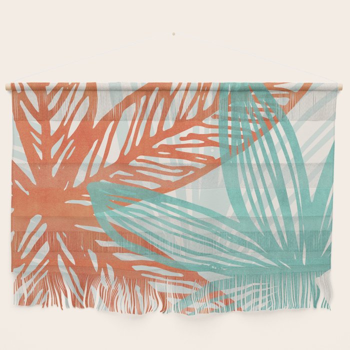Coral and Aqua Coastal Print Wall Hanging Gallery Image 1