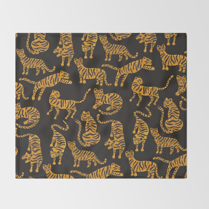 Tiger Collection - Black & Orange Throw Blanket Gallery Image 2