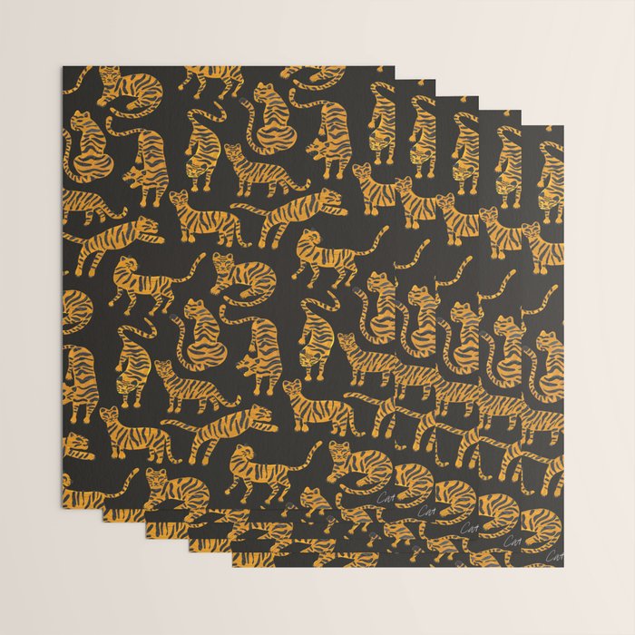 Tiger Collection - Black & Orange Wrapping Paper Gallery Image 3