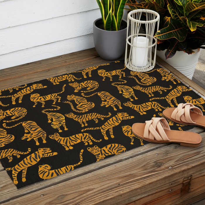 Tiger Collection - Black & Orange Outdoor Rug Gallery Image 2
