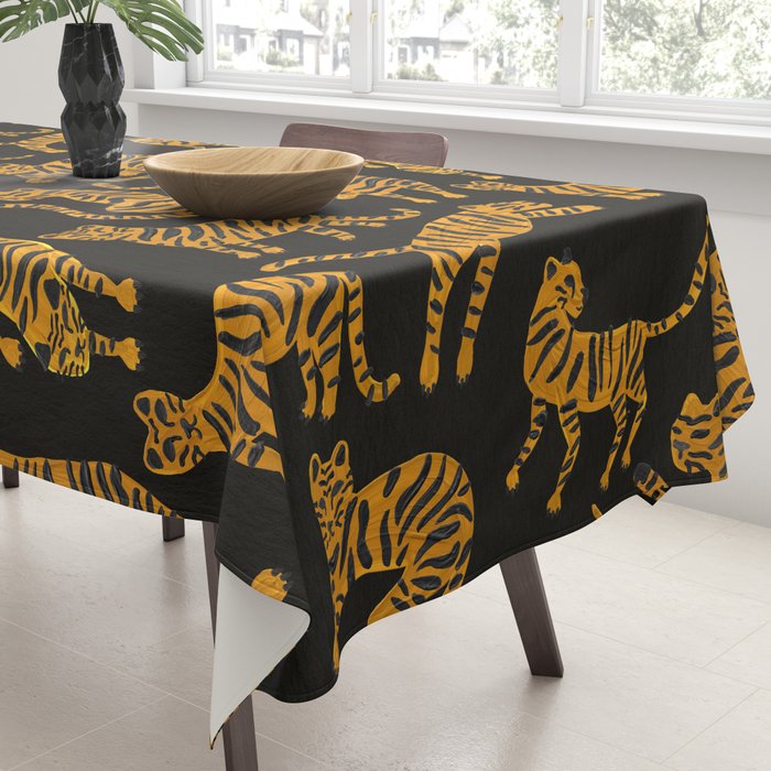 Tiger Collection - Black & Orange Tablecloth Gallery Image 3