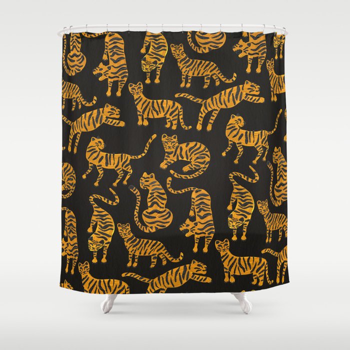 Tiger Collection - Black & Orange Shower Curtain Gallery Image 1