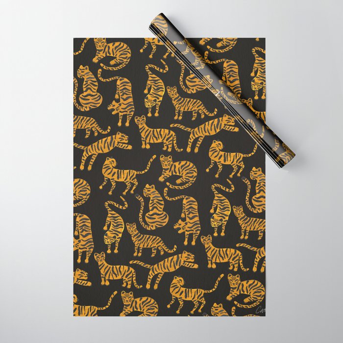 Tiger Collection - Black & Orange Wrapping Paper Gallery Image 1