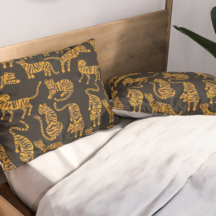 Tiger Collection - Black & Orange Pillow Sham Gallery Image 2