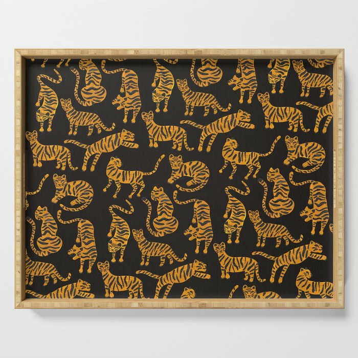 Tiger Collection - Black & Orange Serving Tray Gallery Image 1