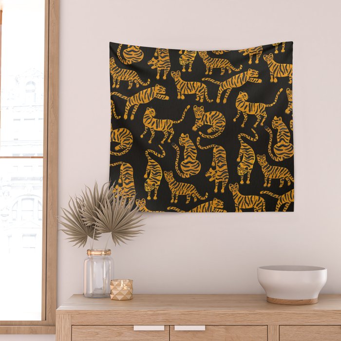 Tiger Collection - Black & Orange Wall Tapestry Gallery Image 2