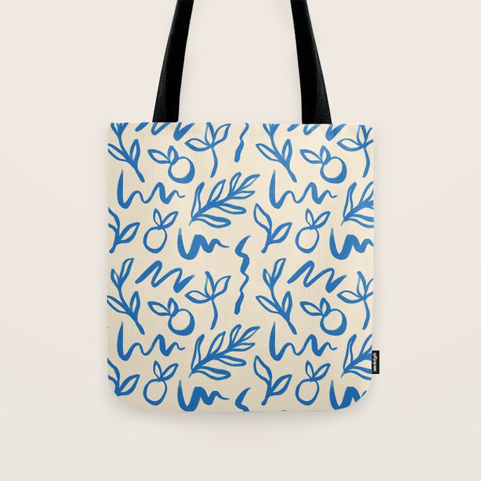 Blue organic watercolor nature art pattern Tote Bag Gallery Image 1