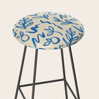 Blue organic watercolor nature art pattern Stool Gallery Image 2