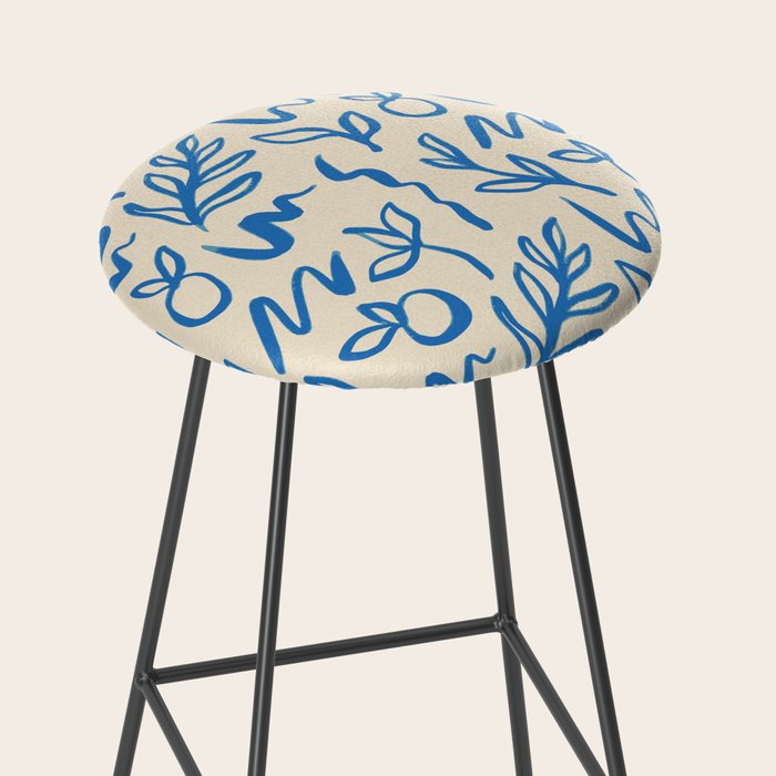 Blue organic watercolor nature art pattern Stool Gallery Image 2