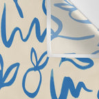 Blue organic watercolor nature art pattern Wall Tapestry Gallery Image 3