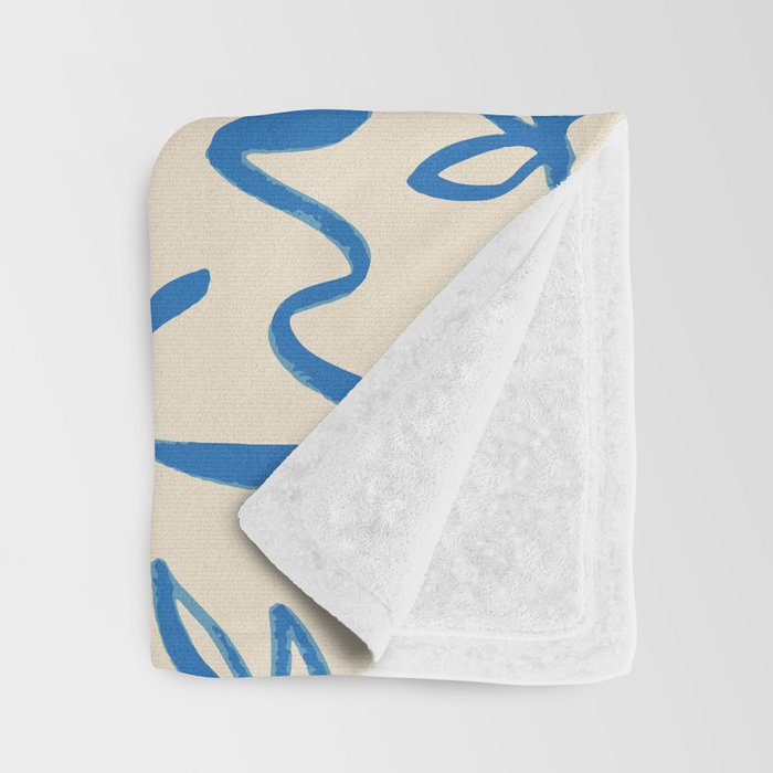 Blue organic watercolor nature art pattern Throw Blanket Gallery Image 3
